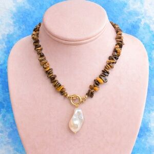 Tiger's Eye and Pearl Necklace